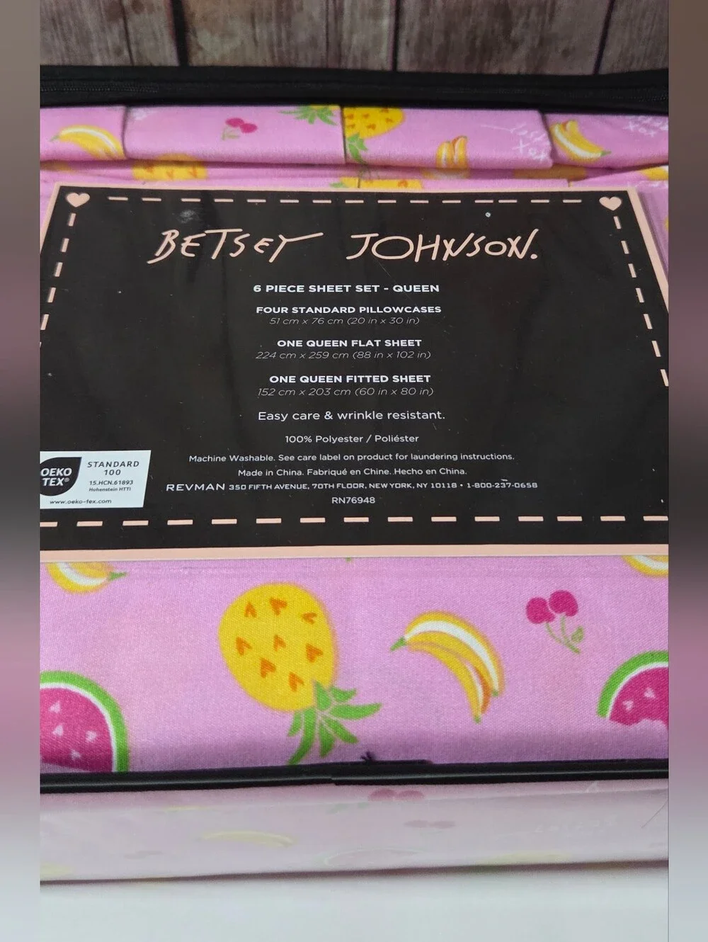 Betsey Johnson Fruit Print Queen 6-Piece Sheet Set NIP